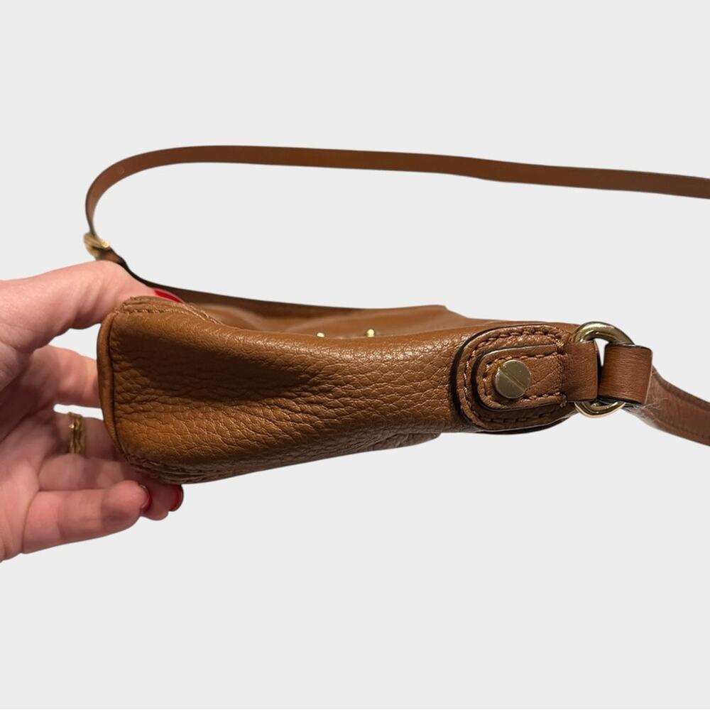 MICHAEL KORS Brown Pebbled Leather Small Mini Crossbody with Gold Plate - Picture 8 of 12